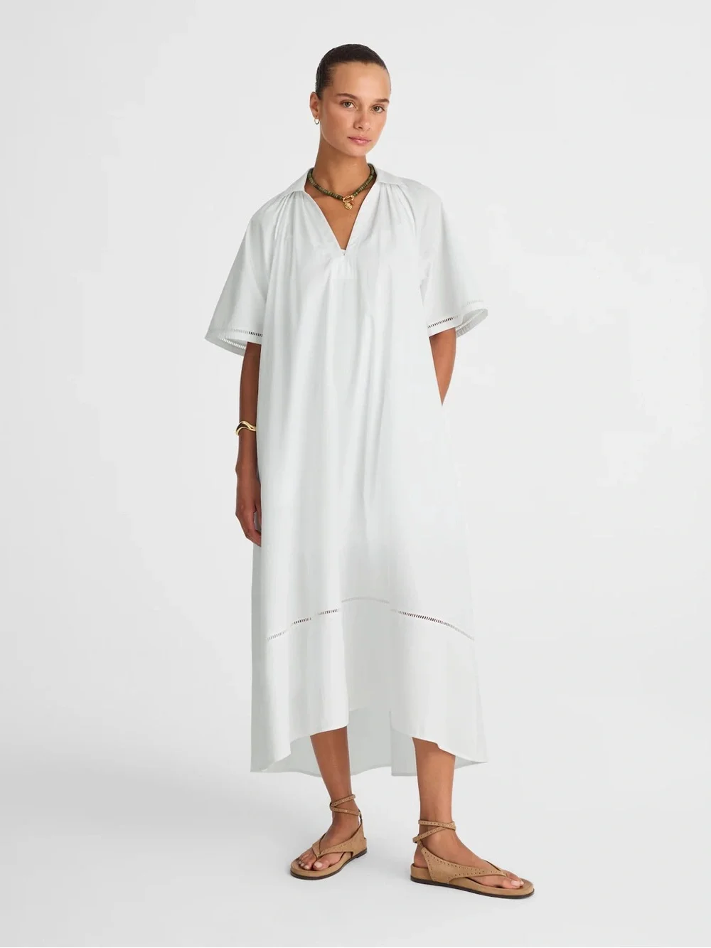 Madewell NWT Poplin Splitneck Midi Shirtdress Size Small in White - Picture 2 of 16